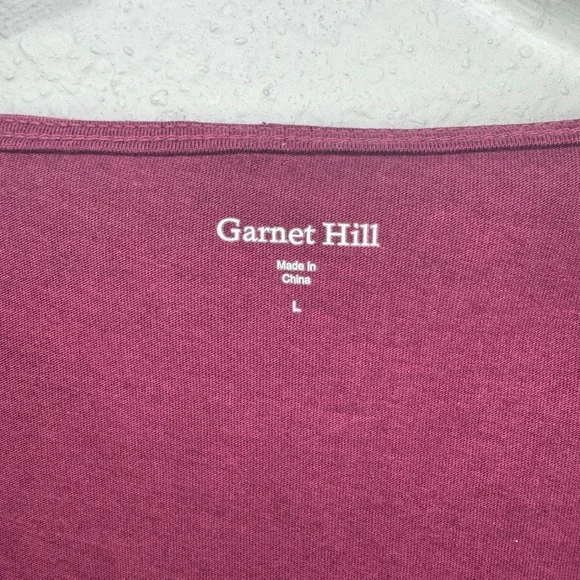 Garnet Hill Burgundy Short Sleeve Dress Size L Organic Cotton Silk Blend - Picture 3 of 8
